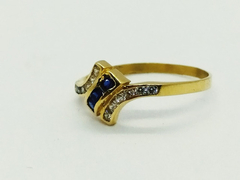 Anillo Oro 18k Circon Y Zafiros Mod. A0106 . Certif. Gtia. - comprar online