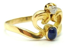 Anillo Oro 18k Art Nouveau Brillante Y Zafiro A0113 Gtia. - comprar online