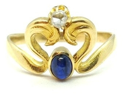 Anillo Oro 18k Art Nouveau Brillante Y Zafiro A0113 Gtia.