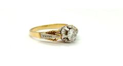 Anillo Cintillo Solitario Oro 18k Brillante A0129. Certif. - comprar online