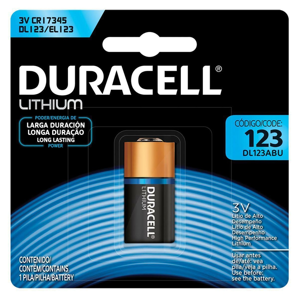 CR123A pila de litio 3V Duracell Lithium (blister 2 unidades)