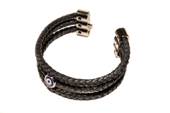 Bracelete em couro trançado preto - comprar online