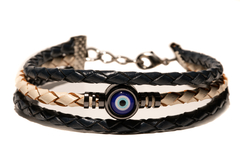 Bracelete em couro marinho e cru - comprar online