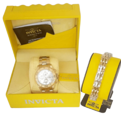 Relógio Masculino Invicta Connection Dourado e Pulseira – Edição Luxo