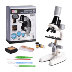 Microscópio Científico Infantil (Science Experiment) com Zoom Led 1200x e Acessórios