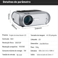 Projetor Multimídia (COIBEU) – 4K Wi-Fi Led Full HD 7000 Lúmens