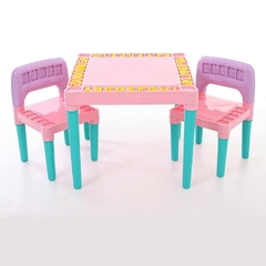 Jogo de Mesa e Cadeiras Infantil Educativa Conjunto Com 1 Mesa e 2 Cadeiras Rosa Para Crianças Mesinha Didática Menina Com Alfabeto e Números Tritec - comprar online