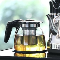 Chaleira de Vidro Com Infusor de Aço Inoxidável Para Chá Bule de Vidro Infusor de Chá e Café Com Bico e Alça Capacidade de 950ml Top Chef na internet