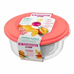 Jogo De Potes Plástico Redondo Kit 4 Bacias Para Alimentos Vac Freezer Com Tampa Reversível Conjunto Porta Mantimentos Vasilhas Grande Sanremo - comprar online