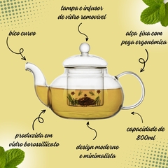 Imagem do Chaleira de Vidro Borossilicato 800ml Chaleira Infusora Resistente ao Calor Bule Com Infusor de Chá De Vidro Vai No Fogo Capacidade de 800 ml Lyor