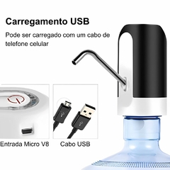 Bomba Elétrica Galão de Água Bomba de Água Automática USB Bivolt Com Bateria Recarregável e Lâmpada Led Bebedouro Dispensador de Água Universal Ingá