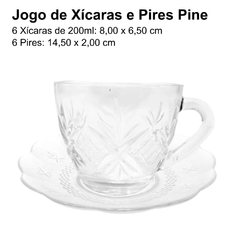 Jogo de Xícaras Para Chá 200ml 12 Peças Com Pires Pine Kit de Canecas de Café de Vidro Elite Conjunto de Xícaras Sendo 6 Xícaras e 6 Pires Wincy Casa - comprar online