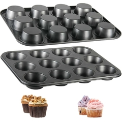 Forma Antiaderente Para 12 Pão de Queijo e Cupcake Assadeira de Teflon Para Muffins Queijadinha e Empadas Forma com 12 Cavidade Que Não Gruda Ingá - Donna Casa