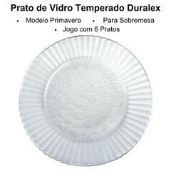 Jogo de Pratos Para Sobremesa Primavera Duralex Com 6 Peças Kit de Pratos de Vidro Temperado Decorado Duralex Conjunto de Sobremesa Nadir Figueiredo - Donna Casa