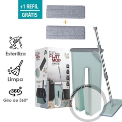 Flat Mop Vertical Rodo Esfregão Mágico Prático Multiuso Lava e Seca Limpeza Fácil Com Refil e Balde 5 Litros 123 Clean