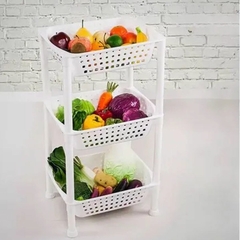 Imagem do Fruteira De Plástico Premium Utti Com 3 Bandejas Branca Cesto Organizador de Frutas E Utensílios 3 Andares Ordene