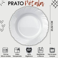 Conjunto 6 Prato Fundo Pétala Jogo de Pratos Fundo Duralex de Vidro Opalino Temperado Kit Tigela de Vidro Branco Para Sopas e Molhos Nadir Figueiredo - loja online