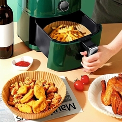 Kit 50 Formas Descartáveis Para Air Fryer 16cm Forma Redonda de Papel Descartável Antiaderente Forro Protetor Para Fritadeira Forma Top Che na internet