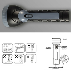 Lanterna Recarregável Bivolt Com 11 Leds Super Branco Forte e 2 Níveis de Iluminação de Alto Brilho Luminária a Bateria Recarregável Aço Forte na internet