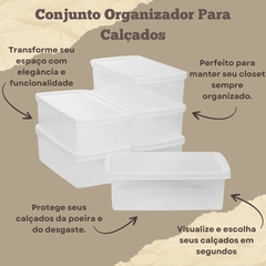 Kit 6 Caixas Organizadora Para Calçados Caixa Plástica Com Tampa Ventilada Conjunto Organizador Para Calçados E Sapatos My Closet Ordene - Donna Casa