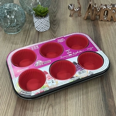 Forma Antiaderente Com Forminhas de Silicone Para 6 Pão de Queijo e Cupcake Assadeira Para Muffins Queijadinha e Empadas Forma com 6 Cavidades Ingá - comprar online