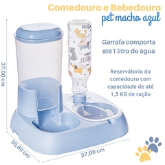 Comedouro e Bebedouro Automático Duplo Para Pets Pote De Alimentação Para Cães e Gatos de Porte Médio Pote de Ração Comedouro Com Bebedouro e Garrafa de 1 Litro Para Cachorro Macho Cor Azul Plasútil - comprar online