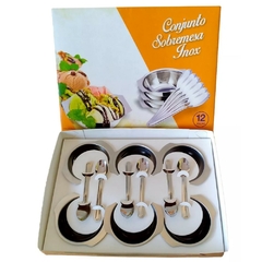 Conjunto Sobremesa Aço Inox Com 12 Peças Kit Com 6 Tigelas Bowl e 6 Colheres Para Sobremesa Jogo de Inox Sobremesa Madefer na internet