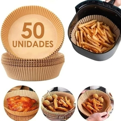 Kit 50 Formas Descartáveis Para Air Fryer 16cm Forma Redonda de Papel Descartável Antiaderente Forro Protetor Para Fritadeira Forma Top Che