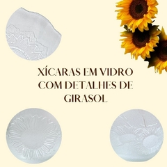 Jogo de Xícaras de Vidro 12 Peças Kit de Xícaras Com Pires Para Chá e Café Design Moderno e Elegante de Girassol Sun Flower 200ml Migi Glass