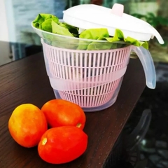 Centrífuga Seca Salada Manual Grande 4 Litros Secadora de Verduras Saladas e Folhas Prática Fácil de Usar Plasútil - Donna Casa
