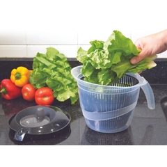 Centrífuga Seca Salada Manual Grande 4 Litros Secadora de Verduras Saladas e Folhas Prática Fácil de Usar Plasútil