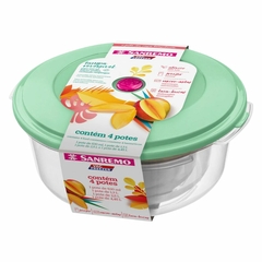 Jogo De Potes Plástico Redondo Kit 4 Bacias Para Alimentos Vac Freezer Com Tampa Reversível Conjunto Porta Mantimentos Vasilhas Grande Sanremo na internet