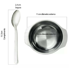 Conjunto Sobremesa Aço Inox Com 12 Peças Kit Com 6 Tigelas Bowl e 6 Colheres Para Sobremesa Jogo de Inox Sobremesa Madefer