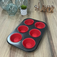 Forma Antiaderente Com Forminhas de Silicone Para 6 Pão de Queijo e Cupcake Assadeira Para Muffins Queijadinha e Empadas Forma com 6 Cavidades Ingá na internet