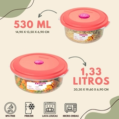 Jogo De Potes Plástico Redondo Kit 4 Bacias Para Alimentos Vac Freezer Com Tampa Reversível Conjunto Porta Mantimentos Vasilhas Grande Sanremo - loja online