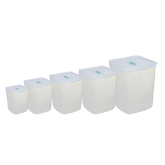 Kit 5 Potes Porta Mantimentos Jogo de Potes Plástico Quadrado Para Conjunto de Potes Para Cozinha Pote de Arroz Capacidade de 5Kg ou 8 Litros Plasvale - comprar online