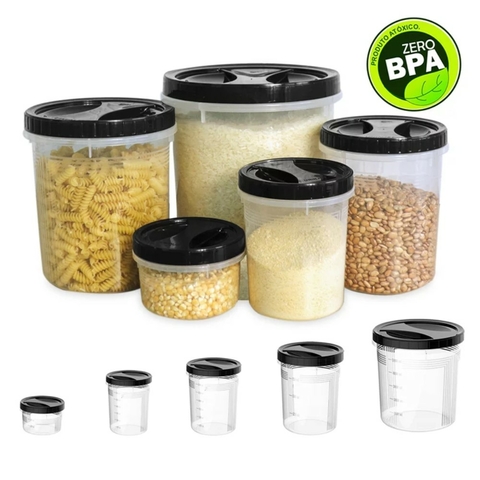 Porta Alimentos Potes Redondos Para Mantimentos Com Desenho De Galinha 5 Pç  - Injetemp - Porta mantimentos - Magazine Luiza