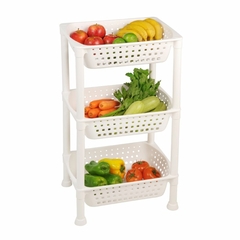 Fruteira De Plástico Premium Utti Com 3 Bandejas Branca Cesto Organizador de Frutas E Utensílios 3 Andares Ordene