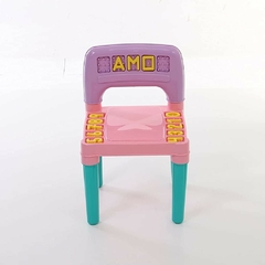 Jogo de Mesa e Cadeiras Infantil Educativa Conjunto Com 1 Mesa e 2 Cadeiras Rosa Para Crianças Mesinha Didática Menina Com Alfabeto e Números Tritec - loja online