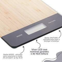 Balança Digital de Cozinha de Vidro com Estampa de Bambu 5kg Balança Funcional Touch Screen Com Visor LCD Para Cozinha e Confeitaria Fitness Lyor - loja online