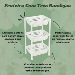 Fruteira De Plástico Premium Utti Com 3 Bandejas Branca Cesto Organizador de Frutas E Utensílios 3 Andares Ordene na internet