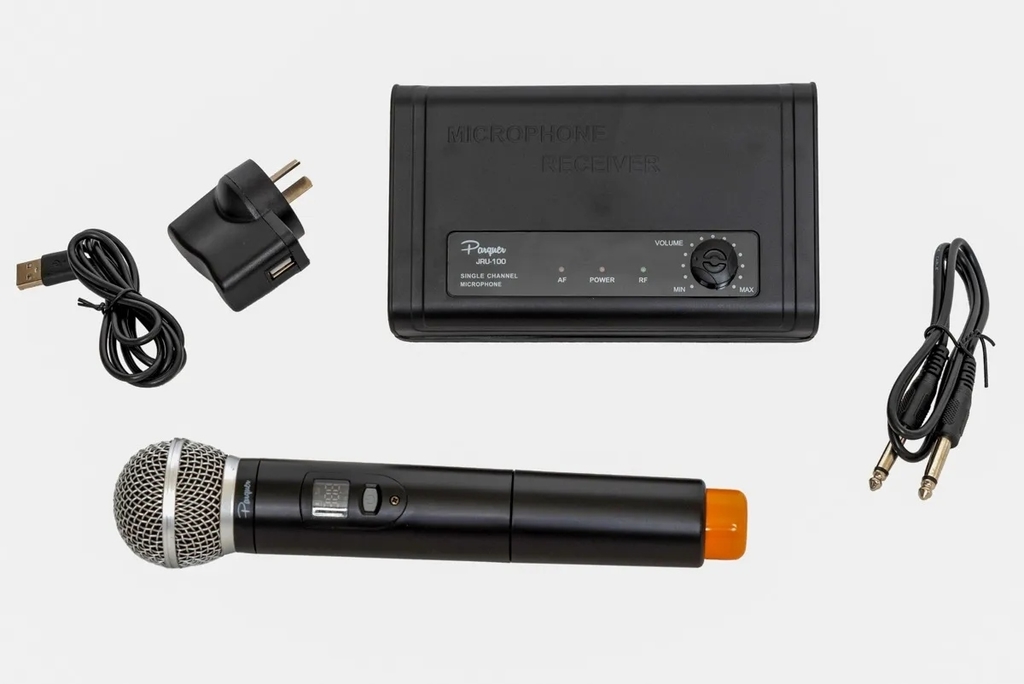 Kit de microfono inalambrico, doble de mano en frecuencia UHF variable.