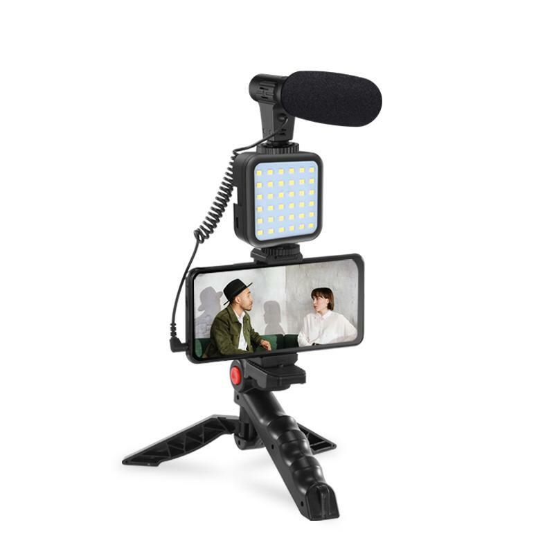 HUGEL VL-MM2 Kit para streaming micrófono para celular con soporte y luz led