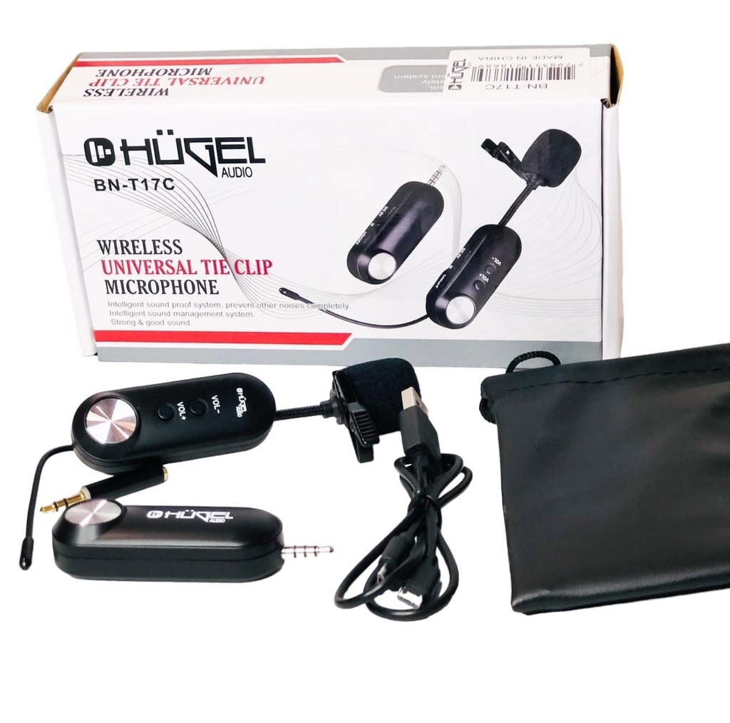 HUGEL BN-T17C Micrófono inalámbrico corbatero para celular / PC / Notebook  / Tablets / Camaras DSLR