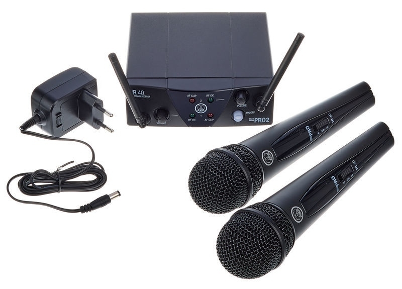 Kit de microfono inalambrico, doble de mano en frecuencia UHF variable.