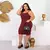 VESTIDO PLUS SIZE CANELADO ALCINHA MARSALA