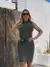 VESTIDO MIDI COM GOLA VERDE MILITAR