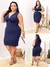 VESTIDO PLUS SIZE CANELADO NOZINHO AZUL MARINHO - comprar online