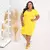 VESTIDO PLUS SIZE CANELADO PRINCESA AMARELO