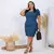 VESTIDO PLUS SIZE CANELADO PRINCESA AZUL PETRÓLEO